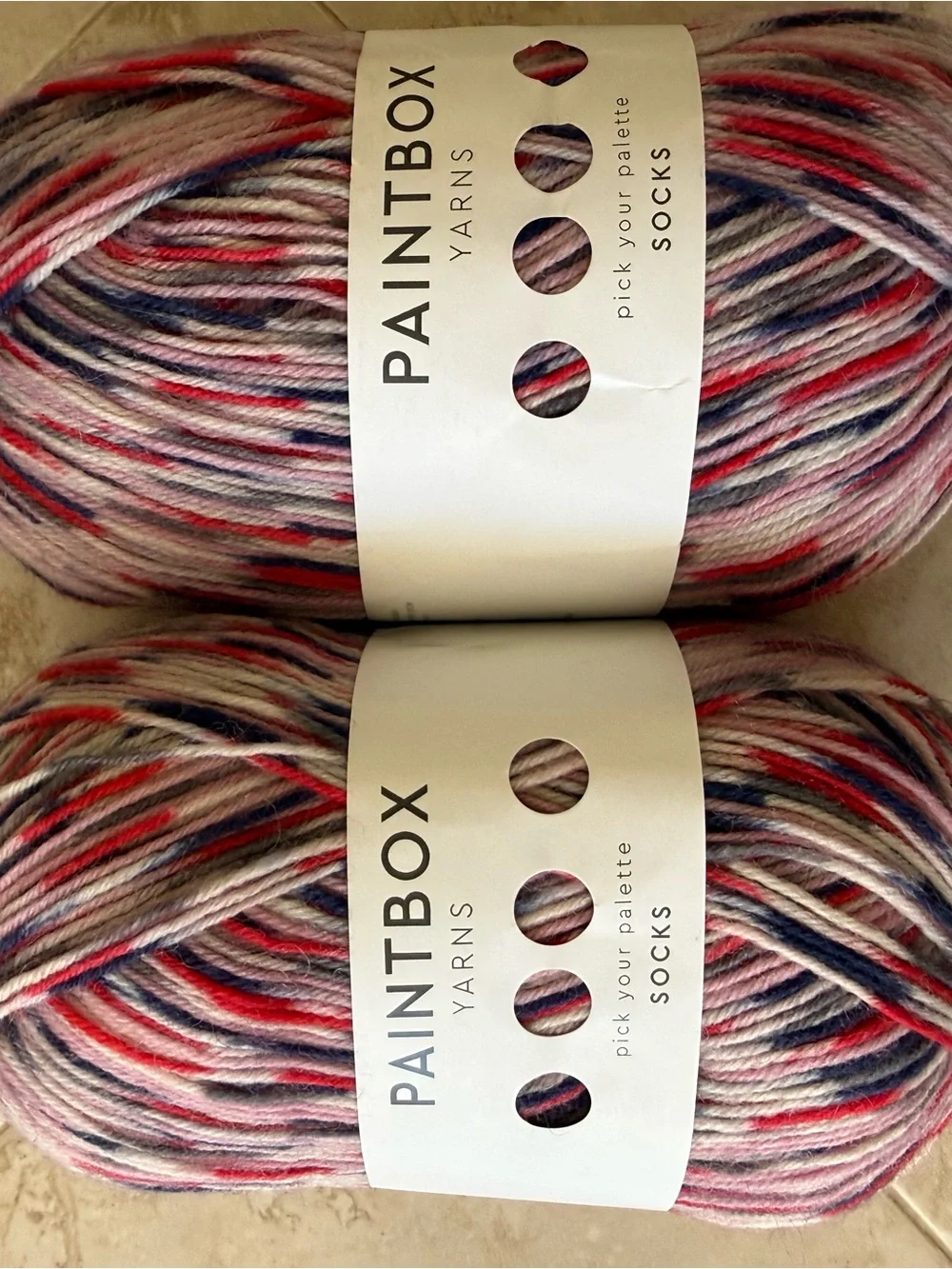 Multicolor Pink-Red-Blue Self-Striping Sock Yarn